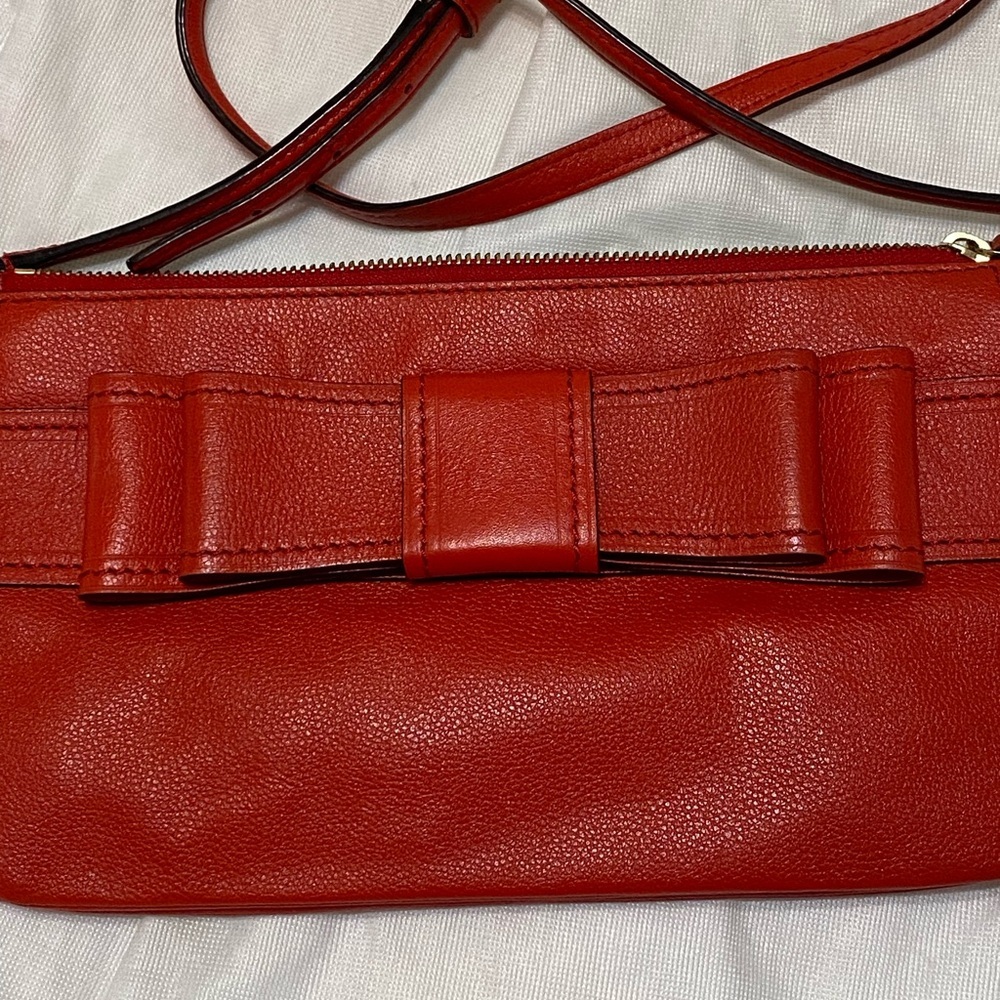 Kate Spade Elegant Red Leather Bow Clutch - Picture 2 of 9